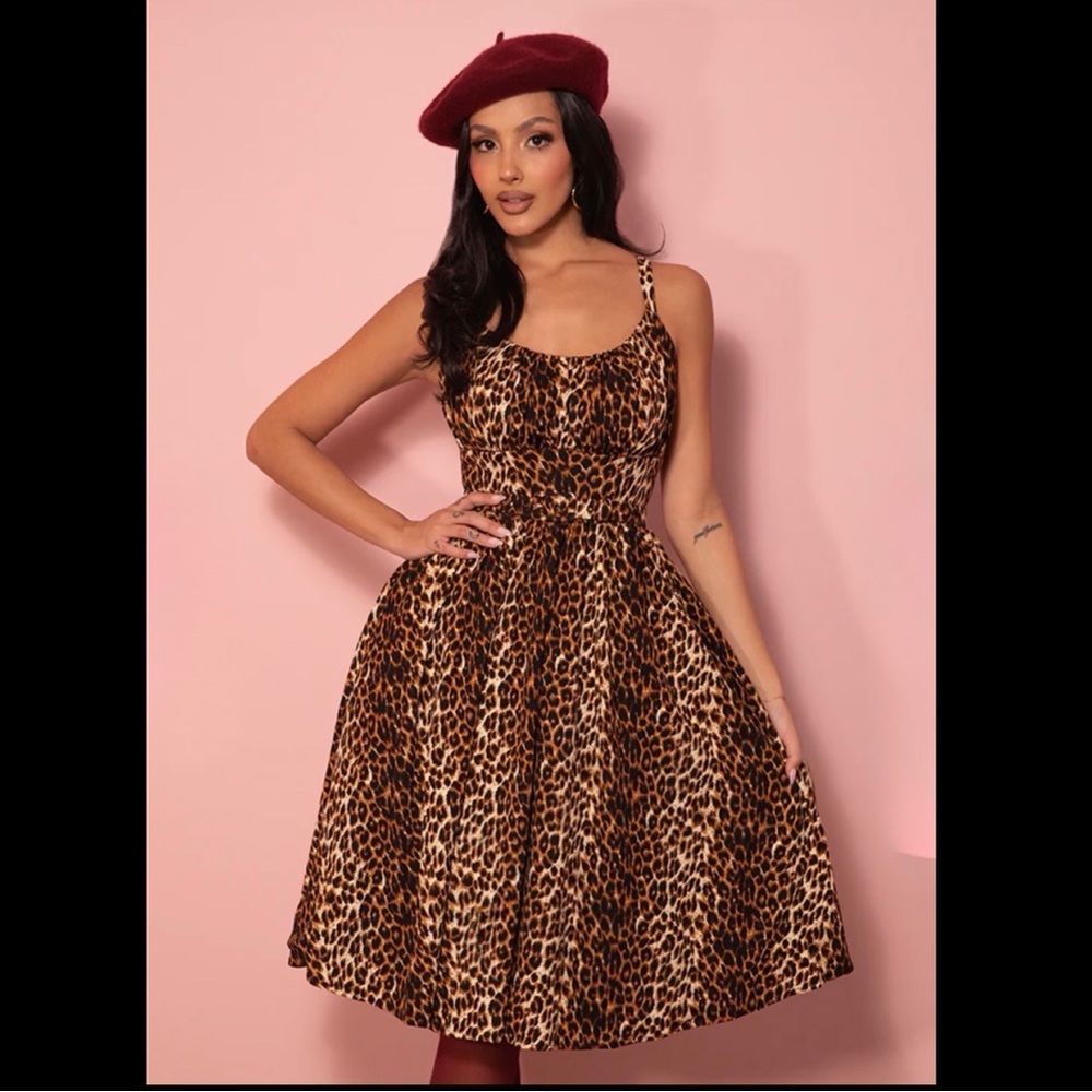Vixen By Micheline Pitt Ingenue Dress in Vintage Leopard Print
